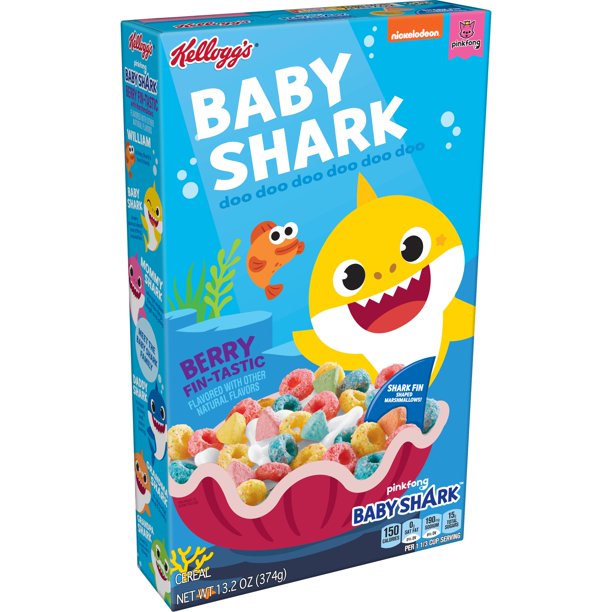 Kellogg's Pinkfong Baby Shark Breakfast Cereal, LIMTED EDITION, Berry Fin-Tastic with Marshmallows, 13.2 Oz, Box