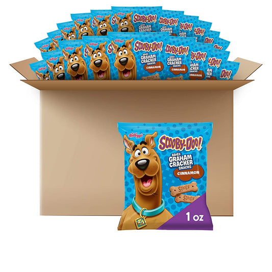Kellogg's Scooby-Doo! Graham Cracker Snacks, Cinnamon, Chocolate Made with Whole Grain 1 oz Bag (36 Bags)