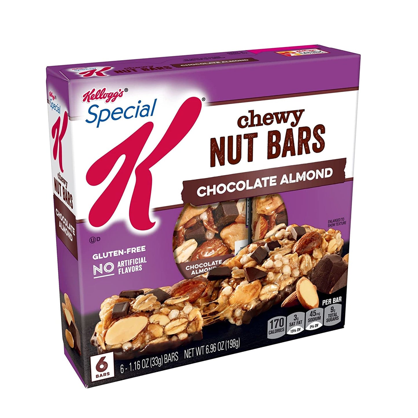 Kellogg's Special K Chewy Breakfast Bars, Gluten Free Snacks, 170 Calories Per Bar, Chocolate Almond (8 Boxes, 48 Bars)
