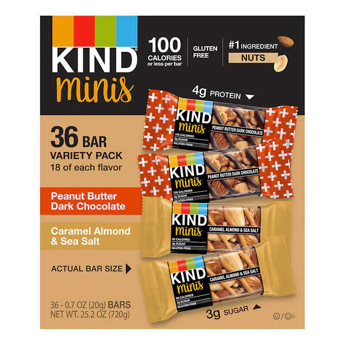 Kind Mini Bars, Variety Pack, 0.7 oz, 36-count