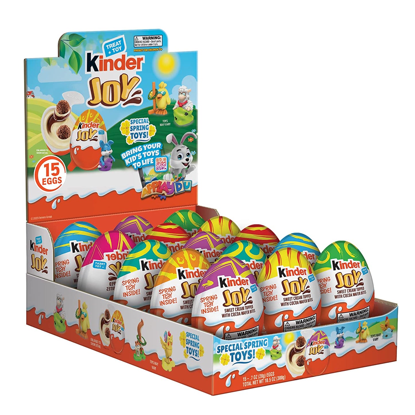 Kinder Joy Easter Eggs, Cream and Chocolatey Wafers with Toy Inside, 10.5 oz, Great for Easter Egg Hunts, 1 Pack, 15 Eggs