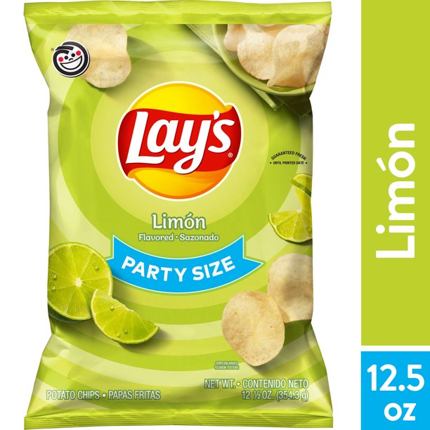 Lay's Limon Flavored Potato Chips, Party Size, 12.5 oz Bag