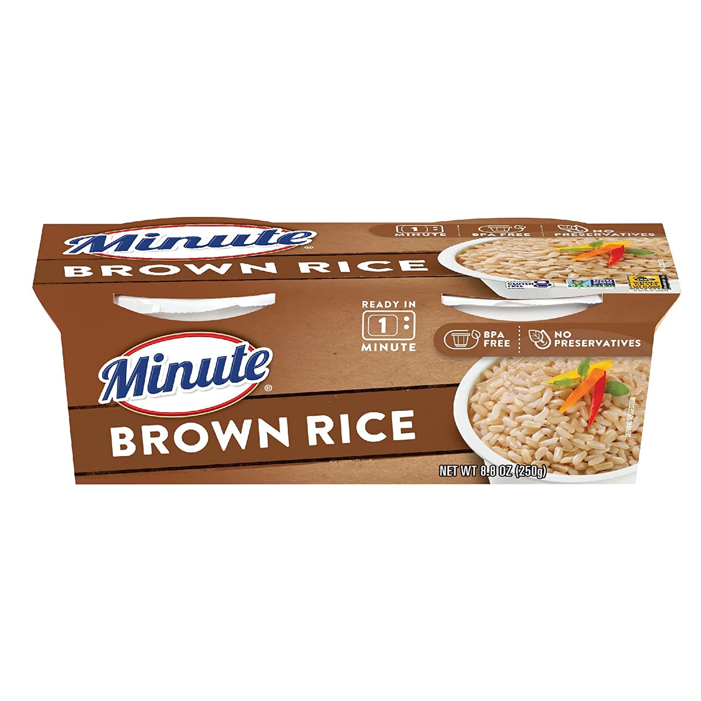 Minute RTS Brown Rice, 2 - 4.4 Ounce Cups (Pack of 8)