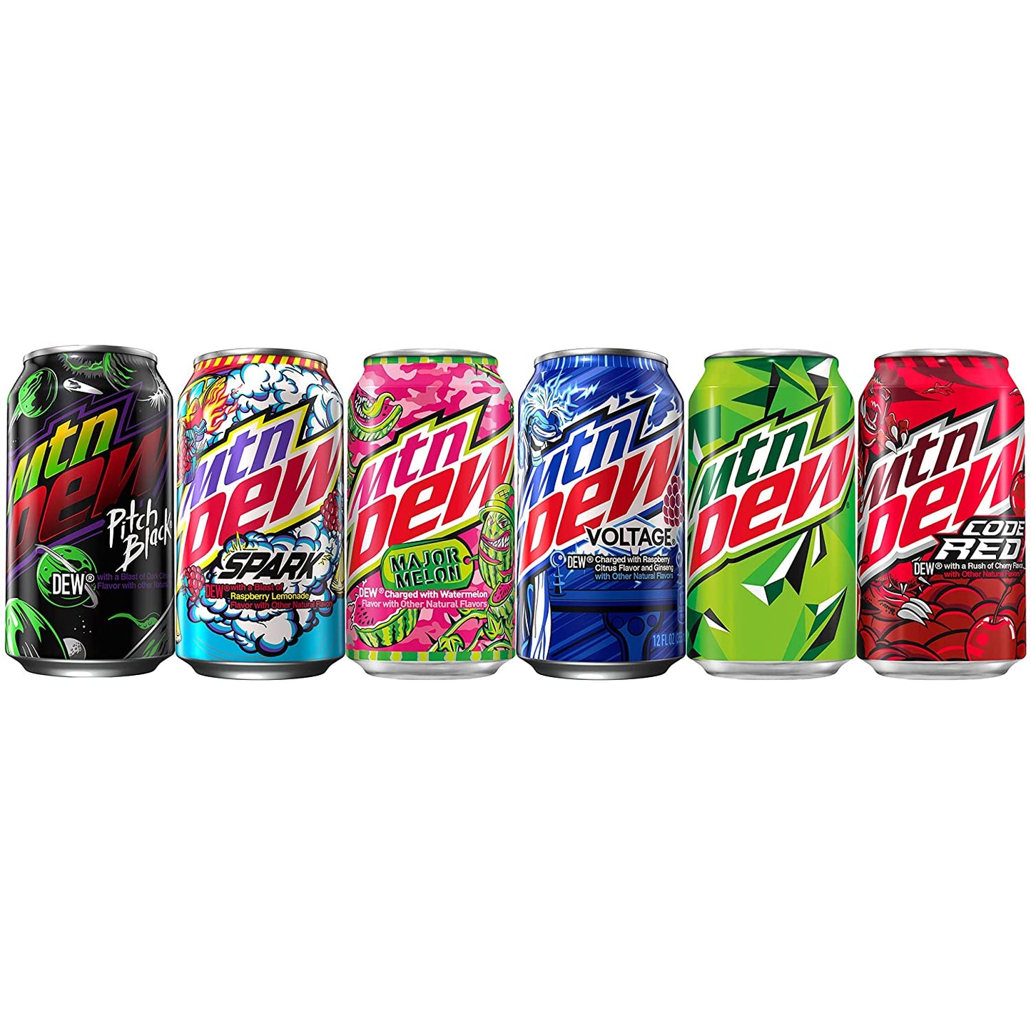Mountain Dew 6 Flavor Variety Pack, 12 Fl Oz (Pack of 18), Limited Edition