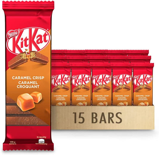 NESTLÉ KITKAT Caramel Crisp Wafer Chocolate Bars, 120 g x 15 Bars