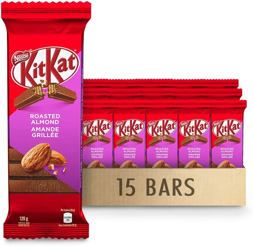 NESTLÉ KITKAT Roasted Almond Wafer Chocolate Bars, 120 g x 15 Bars