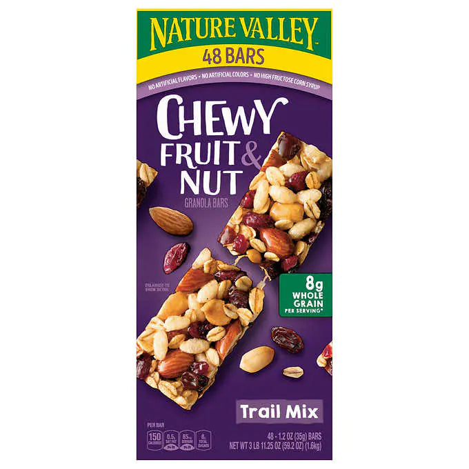 Nature Valley Fruit & Nut Chewy Granola Bar, Trail Mix, 1.2 oz, 48-count