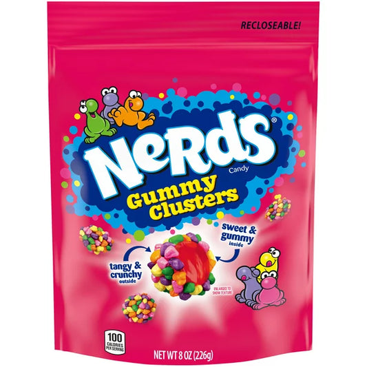 Nerds Gummy Clusters Candy Recloseable Bulk Bag, 8 Oz