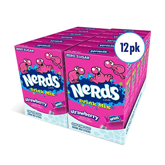 Nerds, Strawberry – Powder Drink Mix, Delicious hydration, 12 boxes makes 72 drinks