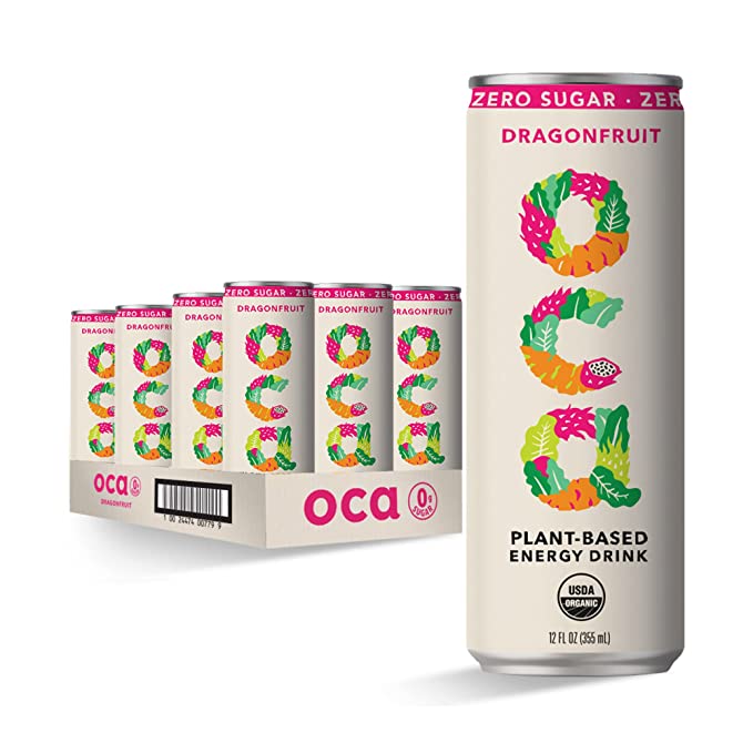 OCA Zero | Natural energy drink with zero sugar, gluten-free, organic and vegan plant-based with a natural source, 12-pack -15 Cal. Dragonfruit