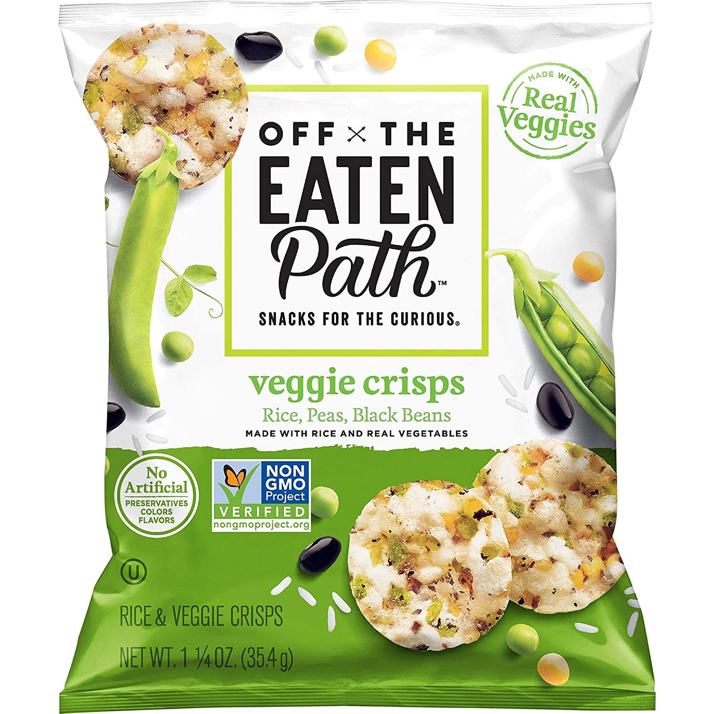 Off The Eaten Path Veggie Crisps, Rice/Peas/Black Beans, 1.25 Ounce (Pack of 16)