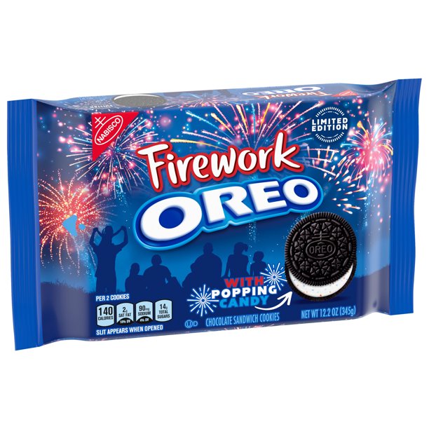 Oreo Double Stuff Chocolate Firework With Popping Candy Limited Edition Cookies, 12.2 oz