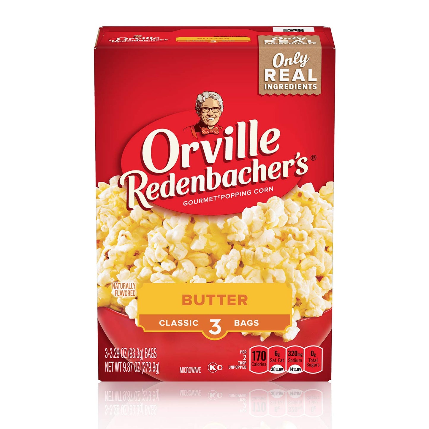 Orville Redenbacher's Butter Popcorn, Classic Bag, 3 Count per Box, 9.87 Oz, Pack of 12