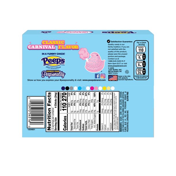 PEEPS, Easter Cotton Candy Flavored Marshmallow Chicks Candy, 10ct. (3.0oz.) Easter