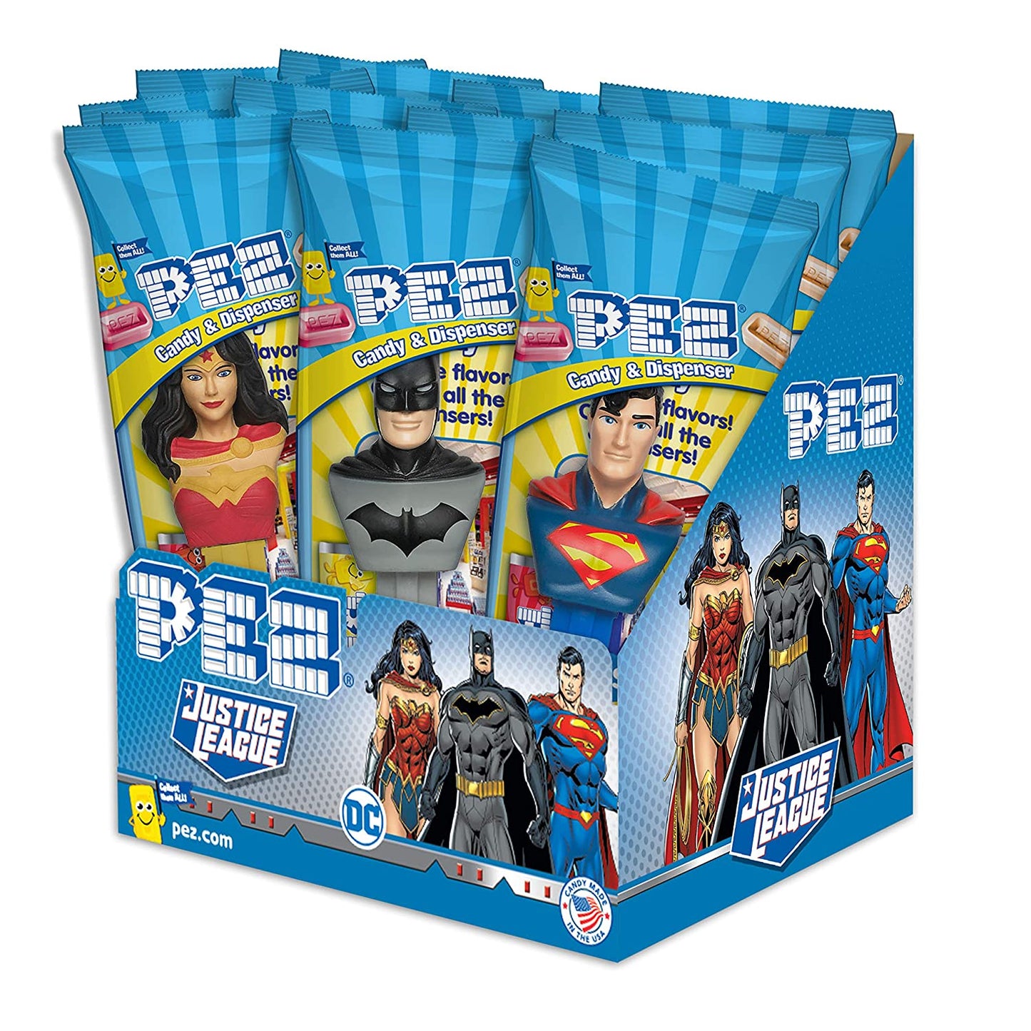 PEZ Candy Dc Comics Justice League Assortment Candy Dispensers, 6.96 Ounce (Pack of 12)