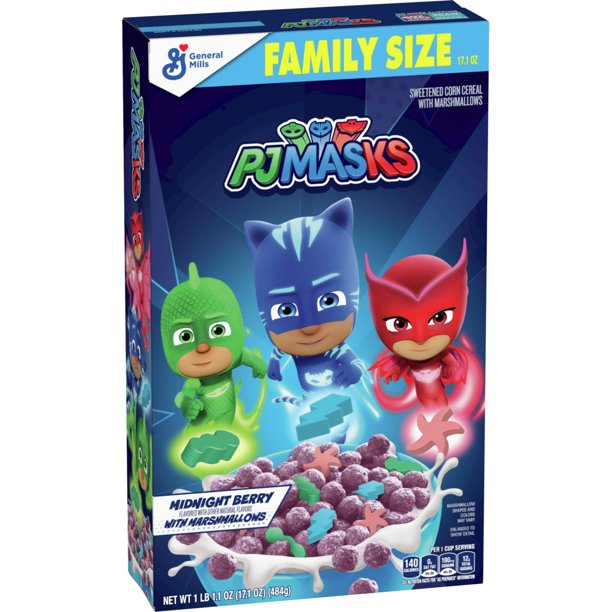 General Mills NEW - PJ Masks - Family Size Cereal - 17.1oz - Midnight Berry Marshmellow