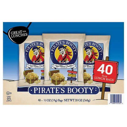 Pirate's Booty Aged White Cheddar Snack, 0.5 oz, 40-count