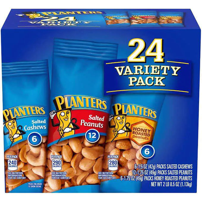 Planters, Cashew & Peanut, Variety Pack, 24-count