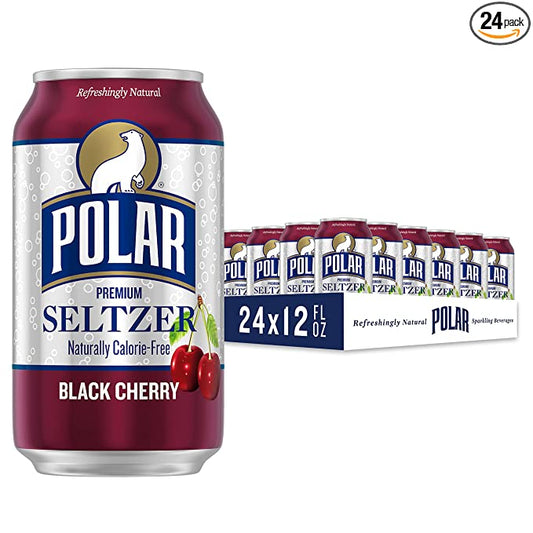 Polar Seltzer Water Black Cherry, 12 fl oz cans, 24 pack