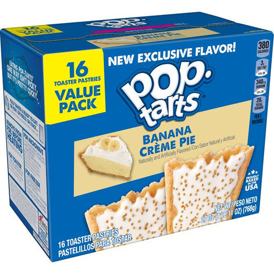 Pop-Tarts Toaster Pastries, Breakfast Foods, Frosted Banana Creme Pie, 8 Ct, 27 Oz, Box - Pre Order