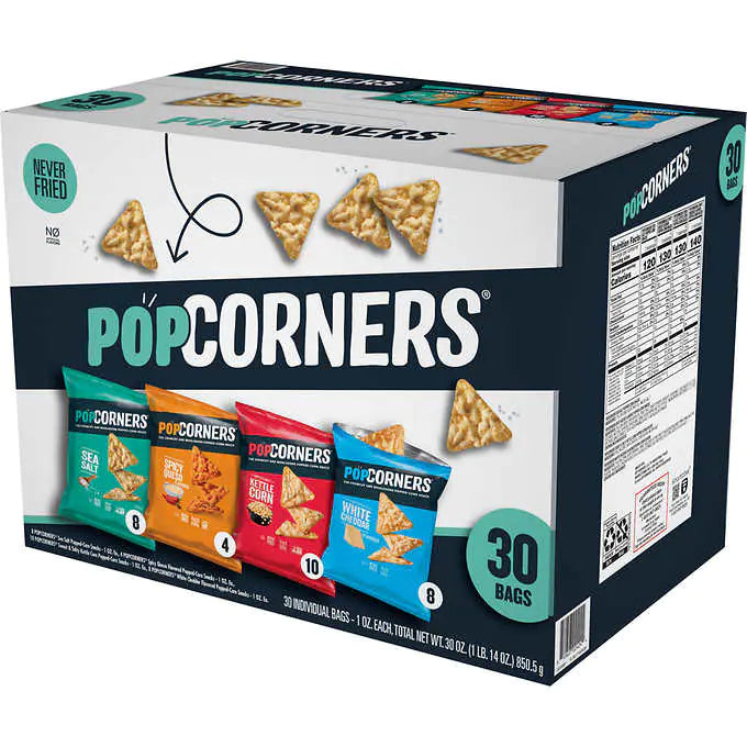 PopCorners Gourmet Popcorn, Variety Pack, 1.0 oz, 30-count