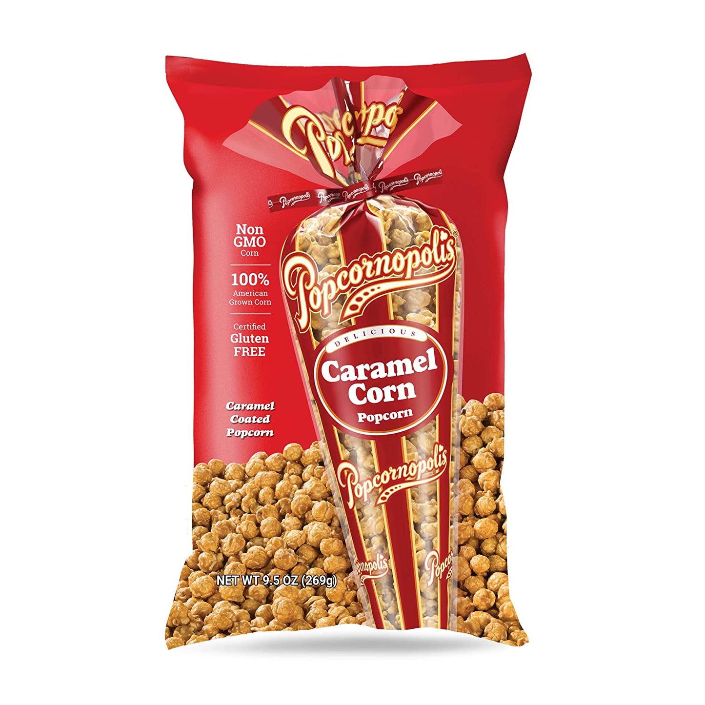 Popcornopolis Gourmet Caramel Corn Popcorn, Popped Popcorn Snack Bags 9.5 Oz