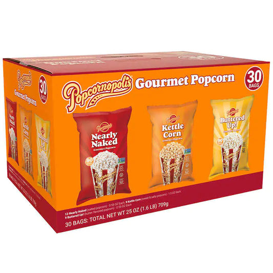 Popcornopolis Gourmet Popcorn, Variety Pack, 30-count