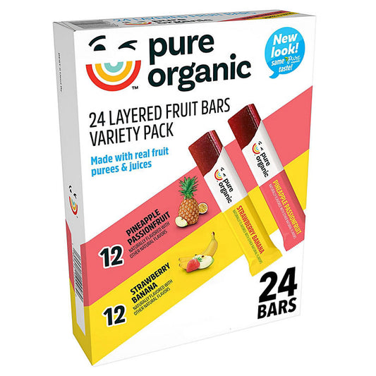 Pure Organic Layered Fruit Bars, Variety Pack (0.63 oz., 24 ct.)