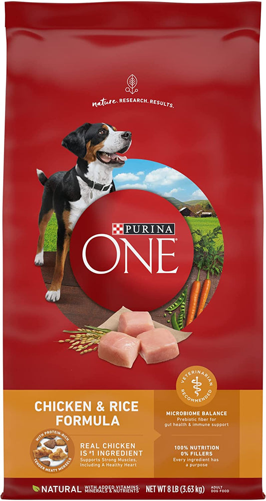 Purina ONE Natural Dry Dog Food, Chicken & Rice Formula - 8 lb. Bag