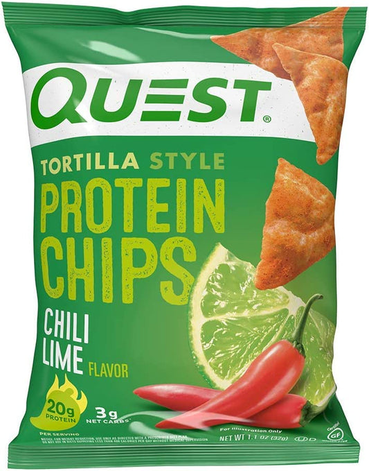 Quest Nutrition Tortilla Style Protein Chips, Chili Lime, Baked, 1.1 Oz, Pack of 12