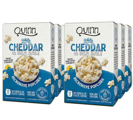 Quinn Microwave Popcorn, Non-Gmo, Organic Popcorn Kernels, White Cheddar, 12 Bags