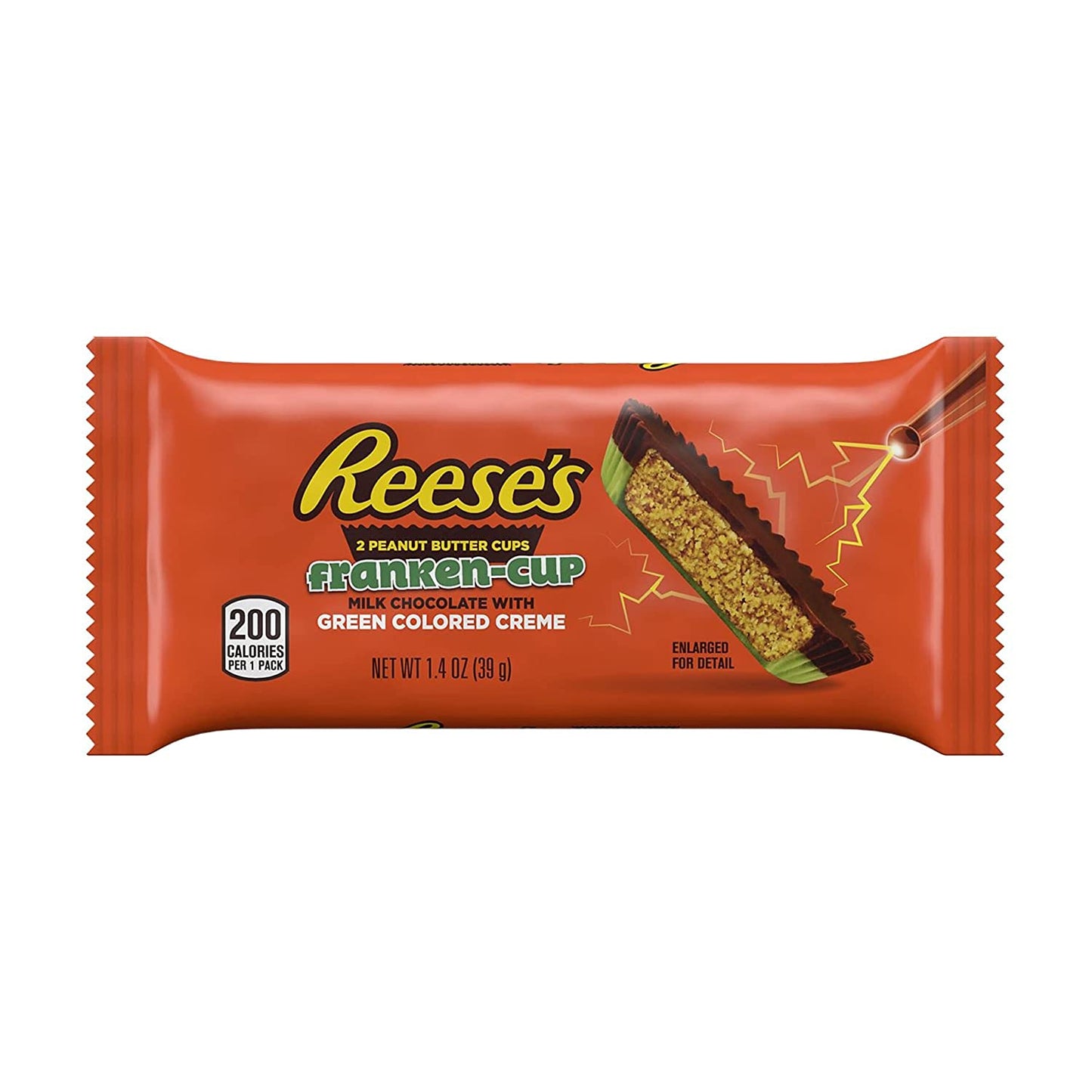 REESE'S Franken-Cup Milk Chocolate Peanut Butter with Green Creme Cups Candy, Halloween, Bulk, 1.4 oz Packs (24 Count)