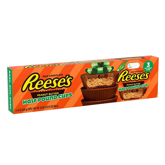 REESE'S Half Pound Milk Chocolate Peanut Butter Cup Candy, Holiday Gift, Pack (8 oz.)