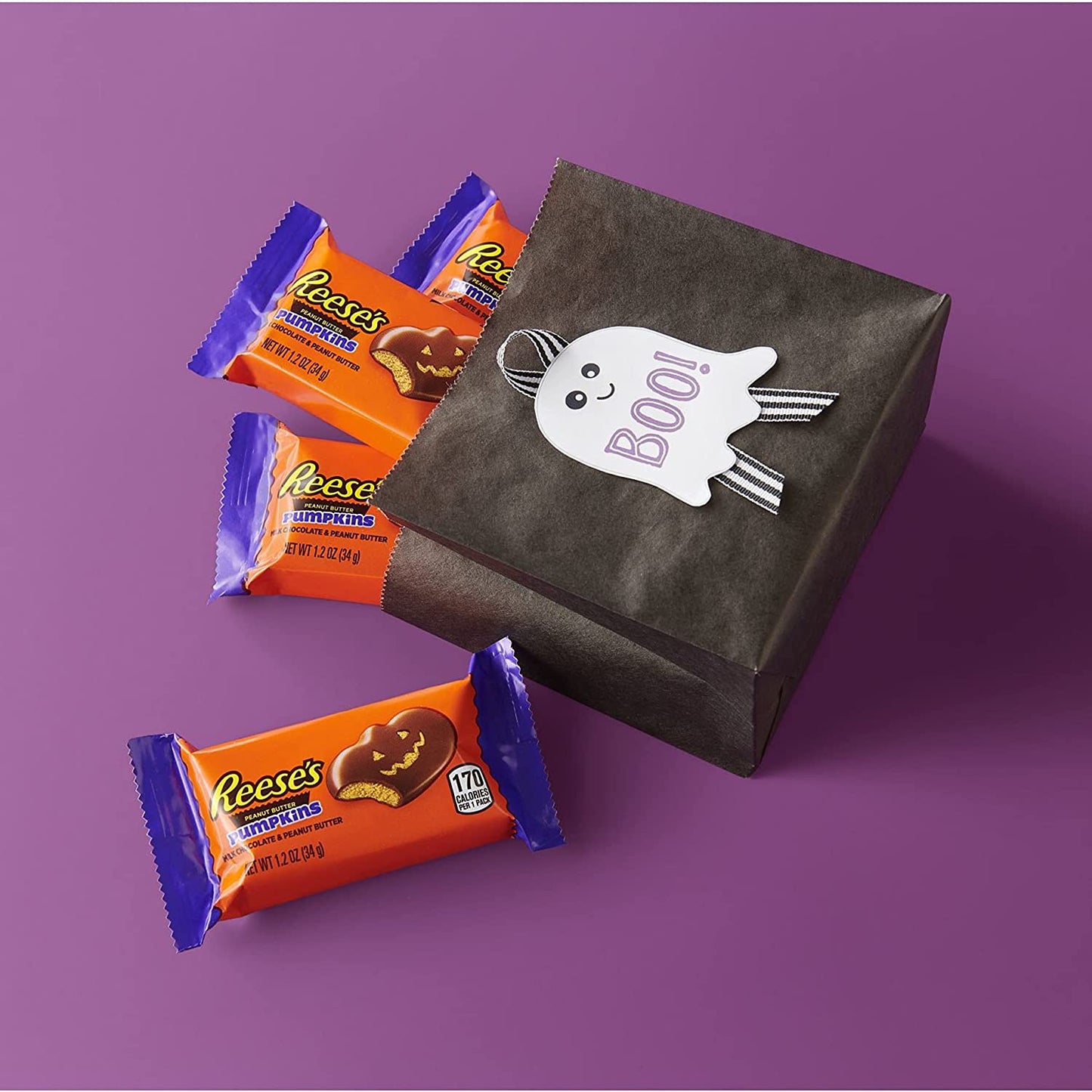 REESE'S Milk Chocolate Peanut Butter Pumpkins Candy, Bulk Halloween, 1.2 oz Packs (36 Count)