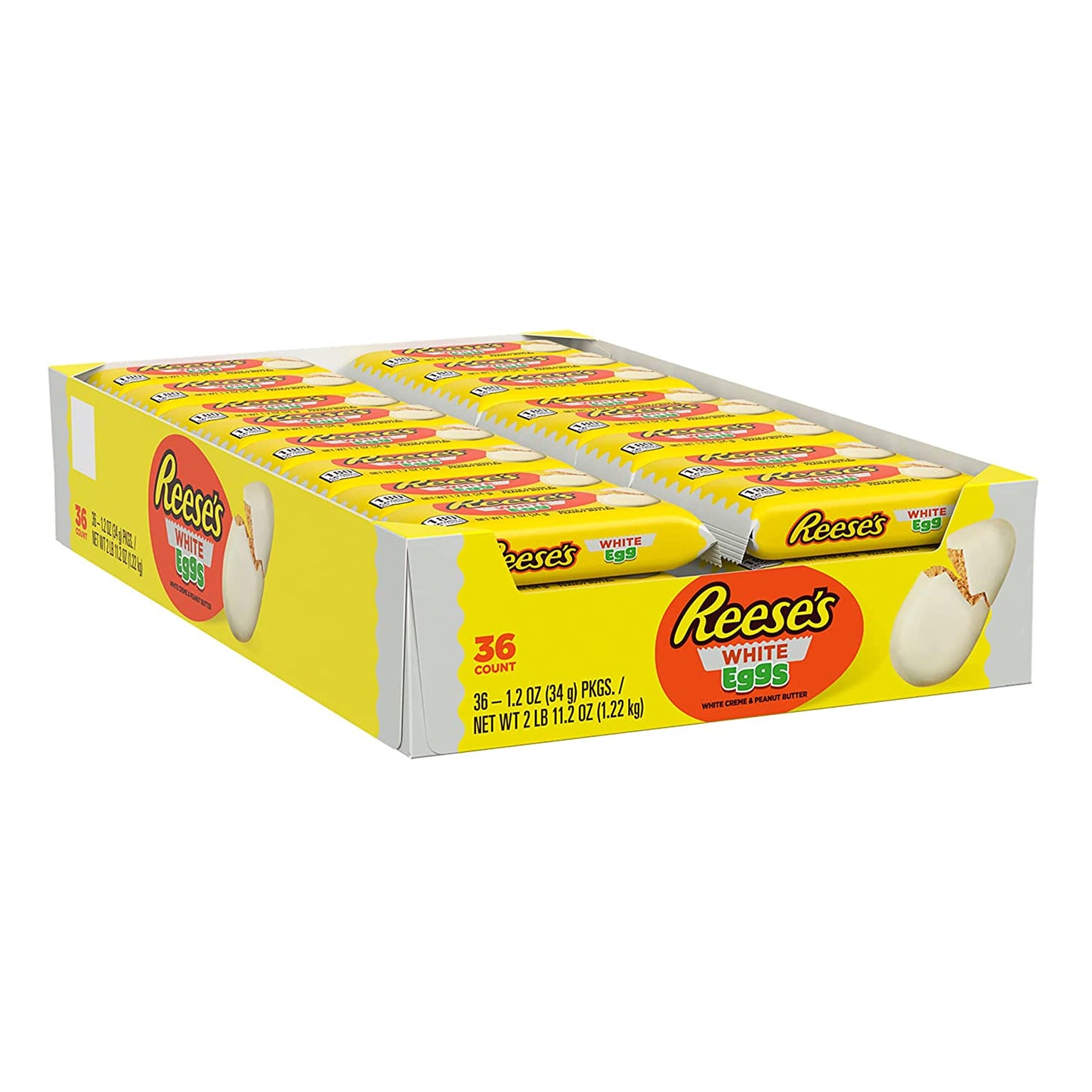 REESE'S White Creme and Peanut Butter Eggs Candy, Bulk, Easter, 1.2 oz Packs (36 Count)