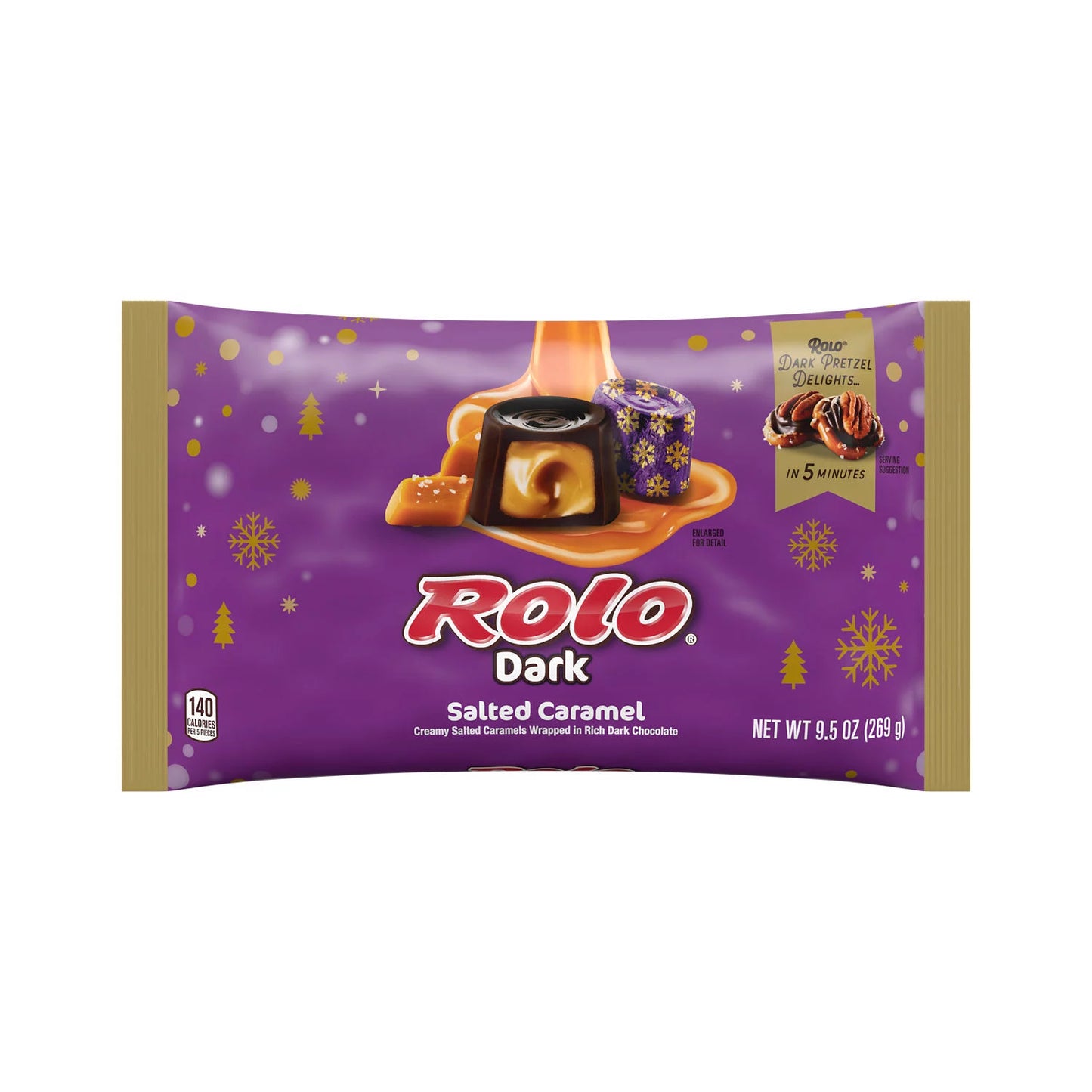 ROLO®, Creamy Salted Caramels in Rich Dark Chocolate Candy, Christmas, 9.5 oz, Bag