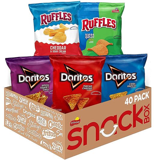 Ruffles FritoLay Variety Packs Flavors 1oz Bags, Ruffles & Doritos Bold Mix, 40 Count