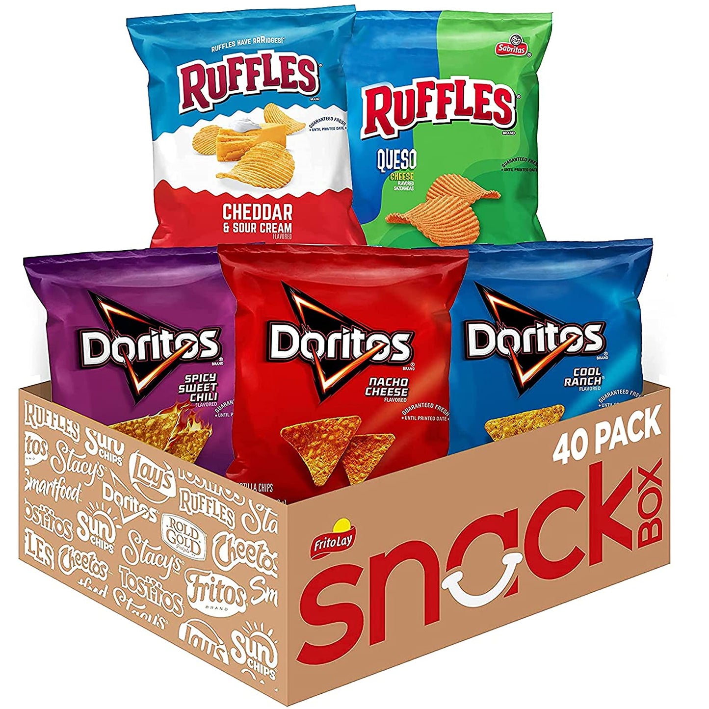 Ruffles FritoLay Variety Packs Flavors 1oz Bags, Ruffles & Doritos Bold Mix, 40 Count