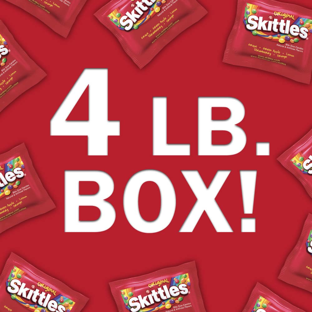 SKITTLES Original Fun Size Chewy Candy Bulk Pack, 4 Pound Box