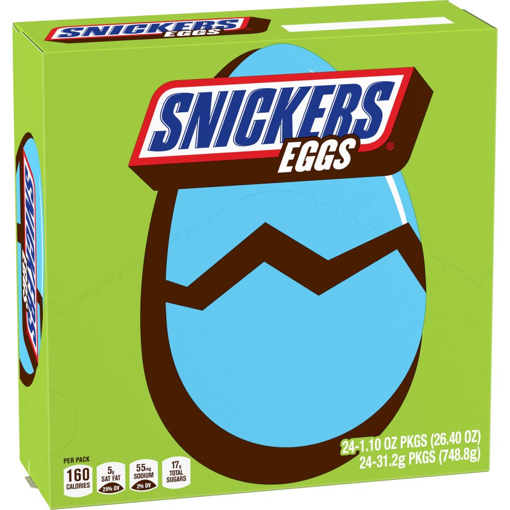 SNICKERS Chocolate Easter Candy Eggs, 1.1-Ounce 24 Count Box Bars