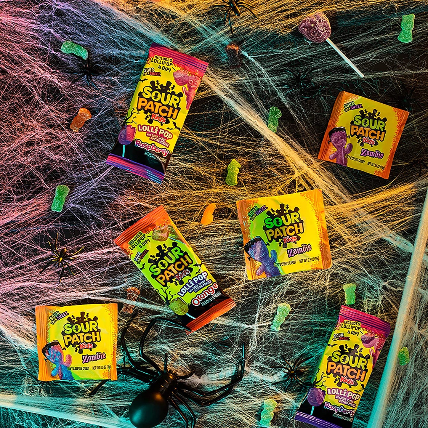 SOUR PATCH KIDS Zombie Orange & Purple Halloween Candy, 80 Trick or Treat Snack Packs