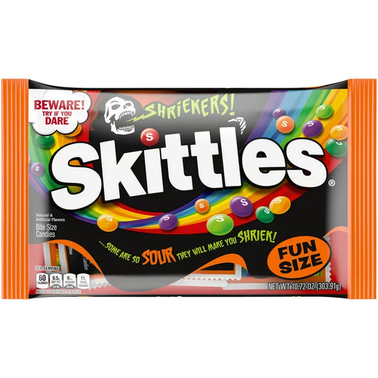 Skittles Shriekers Sour Halloween Chewy Candy Fun Size Bag - 10.72 oz - Limited Edition 2023