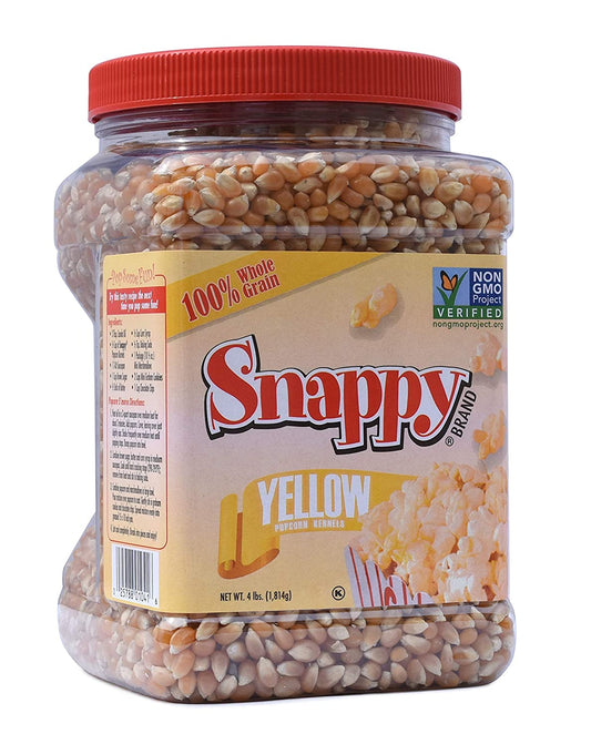 Snappy Popcorn Snappy Yellow Popcorn Kernels, 4lb Resealable Jar, 4 Pound (Pack of 6)