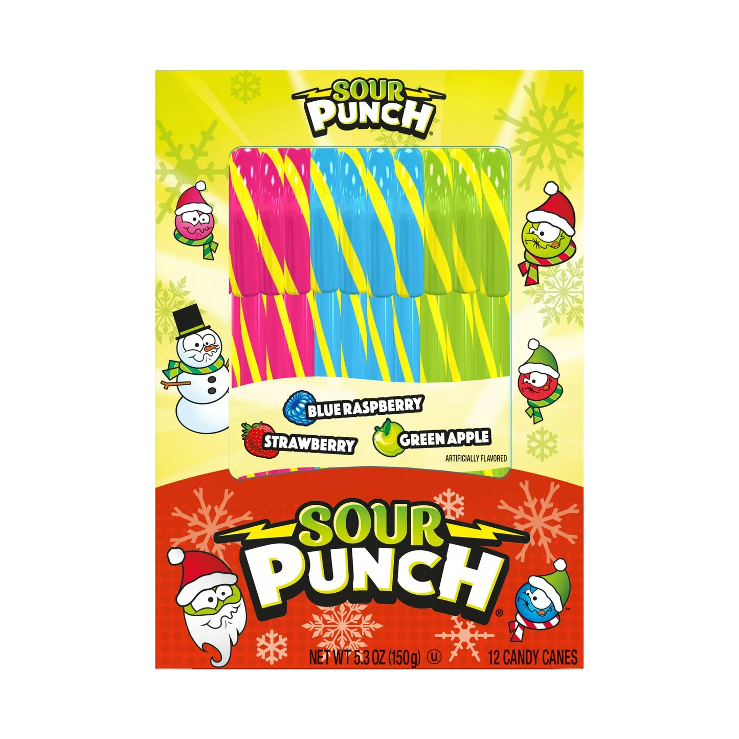 Sour Punch Assorted Flavors Candy Canes, 5.3 oz, 12 Count