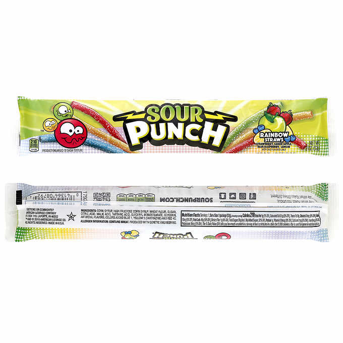 Sour Punch Straws, Rainbow, 2 oz, 24-count - USA