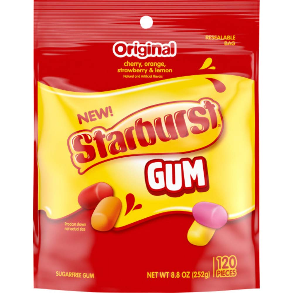 Starburst Original Gum, 120Piece Resealable Bag, Original, 8.8 ounces