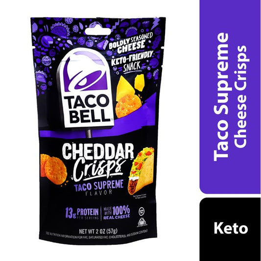 Taco Bell, Keto, Taco Supreme Cheddar Cheese Crisps, 2oz