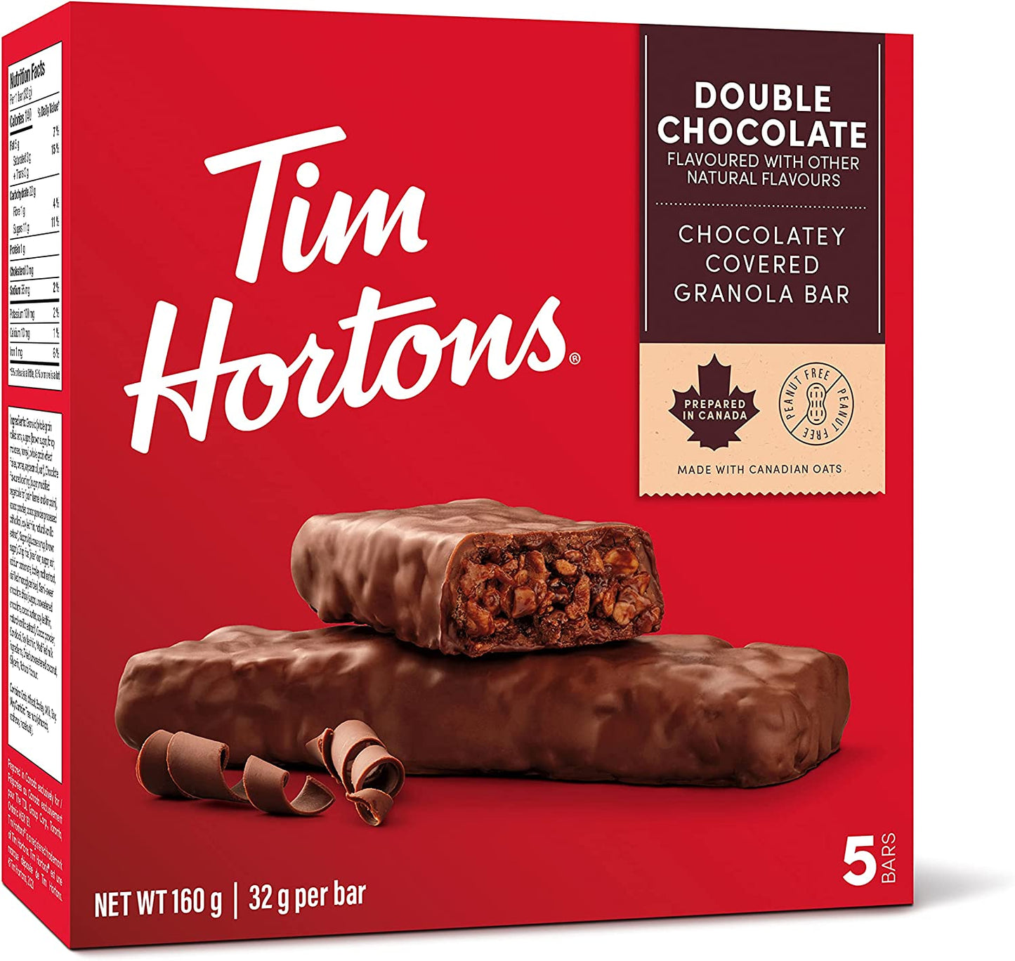 Tim Hortons Double Chocolate Granola Bars, Peanut Free, 5 Count