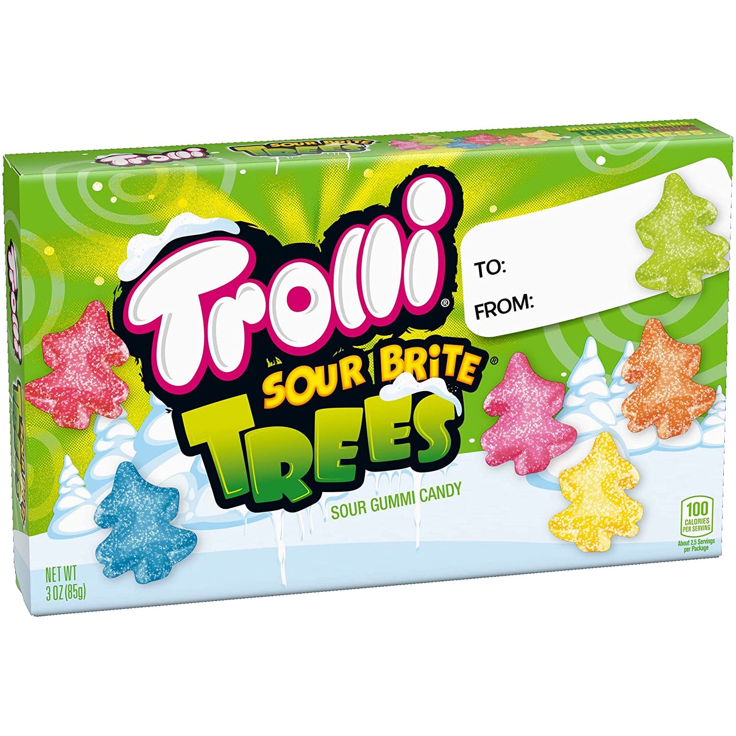 Trolli Sour Brite Trees, Holiday Sour Gummi Candy, Holiday Candy Theater Box, Christmas Candy Stocking Stuffers for Kids, 5.85 lbs, Pack of 12 Boxes