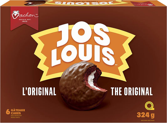 VACHON The Original Jos Louis Cakes - Layers of Sponge Cake, Creamy Filling and Chocolatey Coating, Delicious Dessert & Snack, Contains 6 Count Individually Wrapped Cakes, 324 Grams